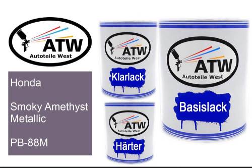 Honda, Smoky Amethyst Metallic, PB-88M: 1L Lackdose + 1L Klarlack + 500ml Härter - Set, von ATW Autoteile West.